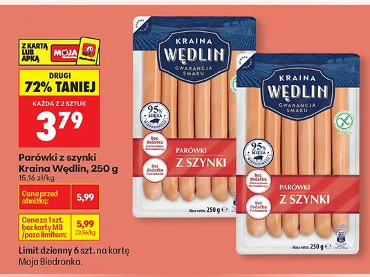 Parówki z szynki promocja w Biedronka