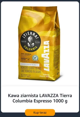 Kawa ziarnista LAVAZZA Tierra Columbia Espresso promocja w Amazon