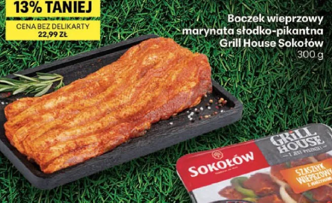 Boczek wieprzowy marynata słodko-pikantna Grill House Sokołów promocja w Delikatesy Centrum
