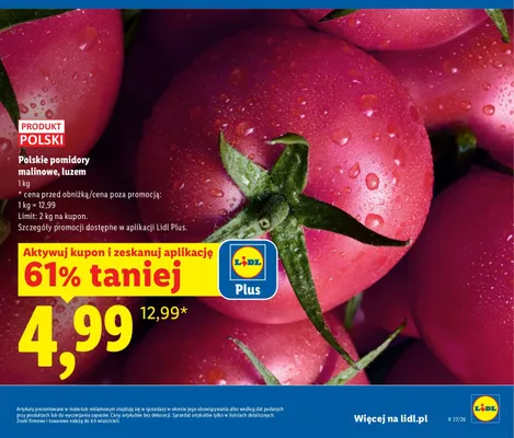 Pomidory malinowe luzem polskie promocja w Lidl