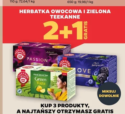 Herbatka owocowa i zielona Teekanne promocja w Netto