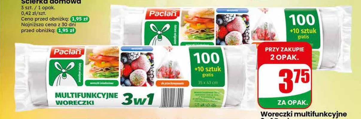 Woreczki multifunkcyjne 3w1 Paclan 110-pak promocja w Dino