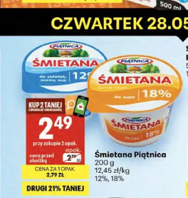 Śmietana Piątnica 12% promocja w Delikatesy Centrum