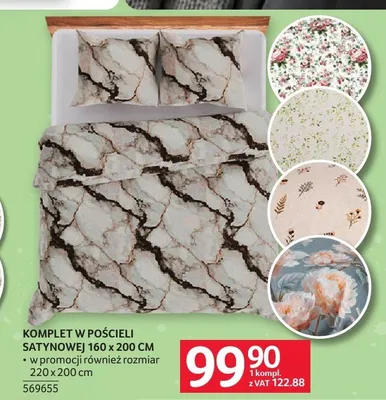 Komplet pościeli satynowej 160x200 cm promocja w Selgros