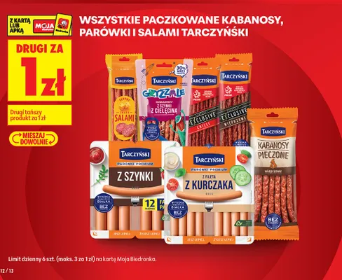 Parówki Premium z szynki Tarczyński promocja w Biedronka
