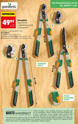 Narzędzia ogrodowe z teleskopowymi uchwytami sekator kowadelkowy promocja w Biedronka