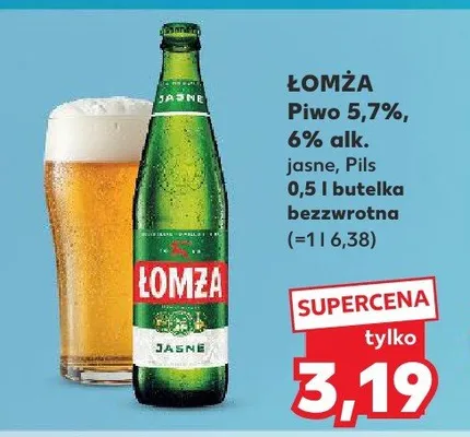 Piwo 5,7%, 6% alk. jasne, Pils bezzwrotna promocja w Kaufland