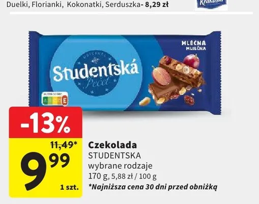 Czekolada STUDENTSKA promocja w Intermarche