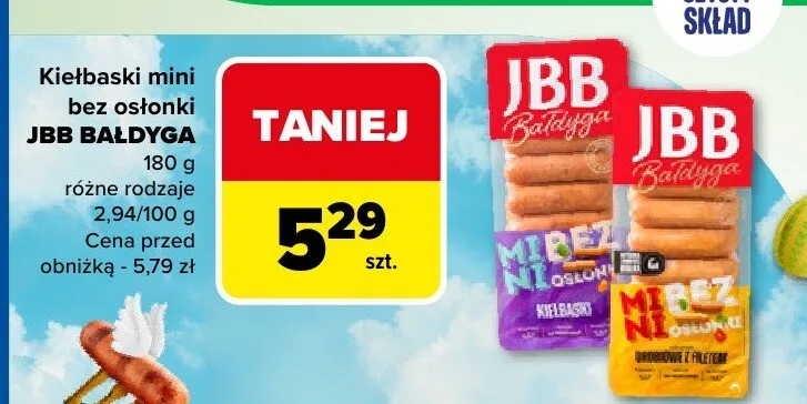 Kiełbaski mini bez osłonki różne rodzaje promocja w Carrefour