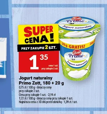 Jogurt naturalny Primo Zott promocja w Twój Market