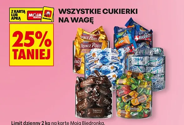 Wszystkie cukierki na wagę -25% promocja w Biedronka