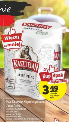 Piwo Kasztelan Niepasteryzowane Jasne Pełne promocja w Arhelan