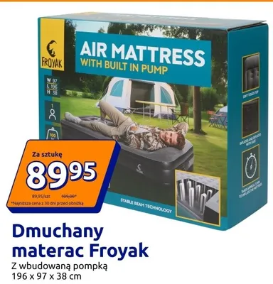 Dmuchany materac Froyak z wbudowaną pompką promocja w Action