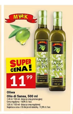 Oliwa z oliwek Olio di Sansa di Oliva M&K promocja w Twój Market