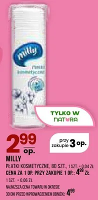 Płatki kosmetyczne Milly 80 szt. promocja w Drogerie Natura