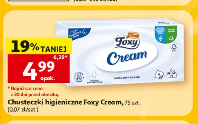 Chusteczki higieniczne Foxy Cream promocja w Auchan