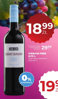 Wino bezalkoholowe Cin & Cin Cabernet Sauvignon czerwone wytrawne promocja w Duży Ben