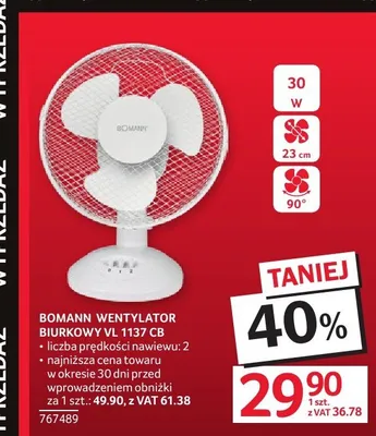 Wentylator biurkowy Bomann VL 1137 CB promocja w Selgros