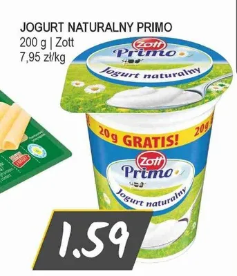 Jogurt naturalny Zott Primo promocja w Słoneczko