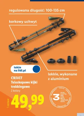 Teleskopowe kijki trekkingowe Crivit promocja w Lidl