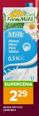 Mleko UHT 0,5% Farm Milk promocja w Stokrotka