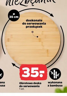 Obrotowa deska do serwowania bambusowa 35 cm promocja w Netto