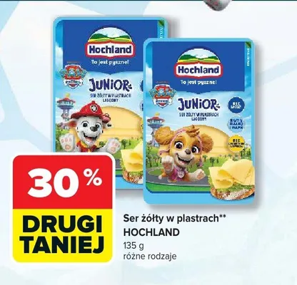 Ser żółty w plastrach Hochland Junior łagodny promocja w Carrefour