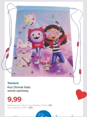 Worek sportowy Koci Domek Gabi Yamann promocja w Smyk