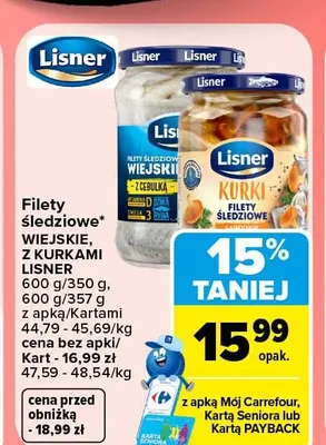 Filety śledziowe wiejskie Lisner promocja w Carrefour