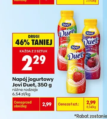 Napój jogurtowy Jovi Duet truskawka-kiwi promocja w Biedronka
