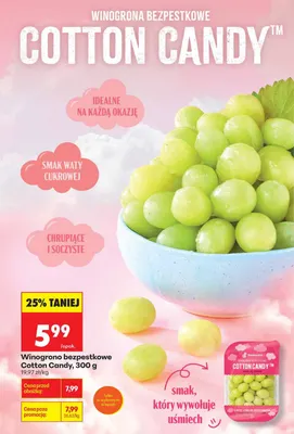 Winogrono bezpestkowe Cotton Candy promocja w Biedronka