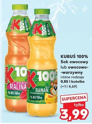 Sok owocowo-warzywny Kubuś 100% promocja w Kaufland