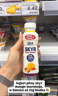 Jogurt pitny Skyr Mlekovita SBA mango-marakuja promocja w Dino