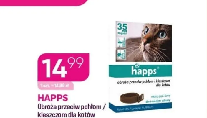 Obroża przeciw pchłom / kleszczom dla kotów HAPPS promocja w Drogerie Koliber