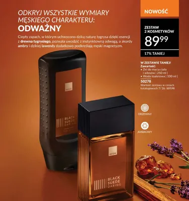 Zestaw żel do mycia ciała i włosów + woda toaletowa Avon Black Suede Daring promocja w AVON