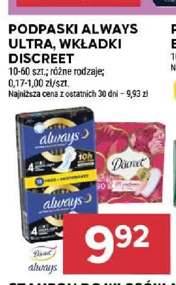 Podpaski Always Ultra promocja w Stokrotka