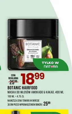 Maska do włosów Botanic Hairfood awokado & kakao promocja w Drogerie Natura