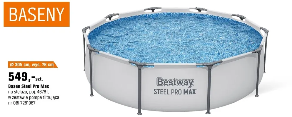 Basen Steel Pro Max na stelażu, poj. 4678 l, w zestawie pompa filtrująca promocja w OBI