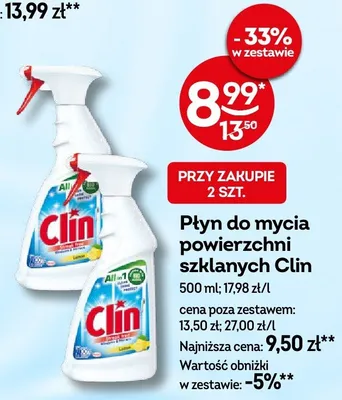 Płyn do mycia powierzchni szklanych Clin promocja w Żabka