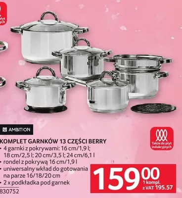 KOMPLET GARNKÓW 13 CZĘŚCI BERRY promocja w Selgros