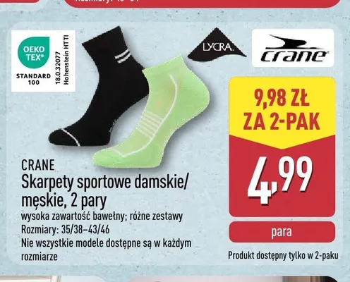 Skarpety sportowe męskie CRANE 2-pak promocja w Aldi