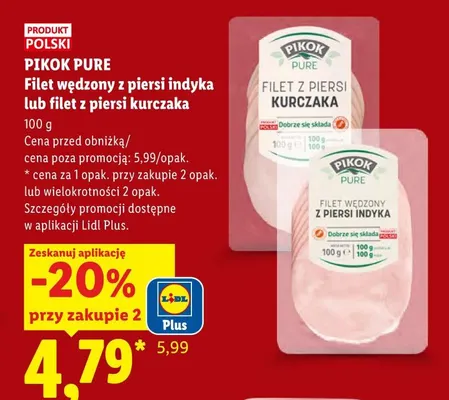 Filet wędzony z piersi indyka Pikok Pure promocja w Lidl