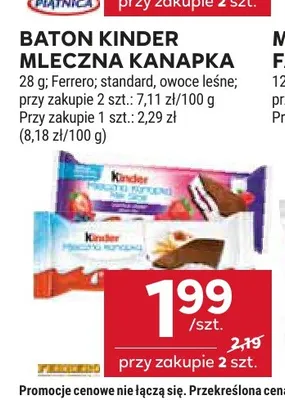 Baton Kinder Mleczna Kanapka owoce leśne promocja w Stokrotka