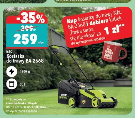 Kosiarka do trawy BA-2568 1300W 30l NAC promocja w Biedronka Home