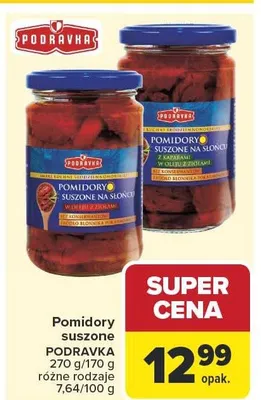 Pomidory suszone na słońcu w oleju z ziołami Podravka promocja w Carrefour