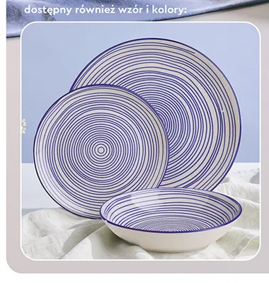 Serwis obiadowy porcelana ze wzorem spiralnym MG home Magda Gessler 18-elementowy promocja w Biedronka