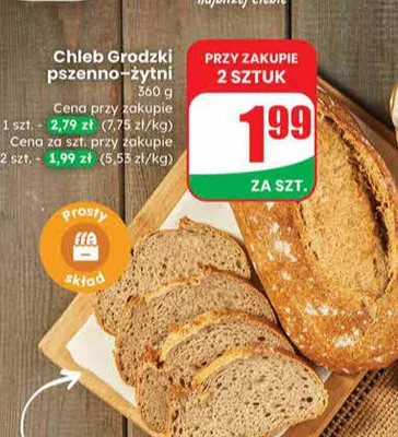 Chleb grodzki pszenno-żytni promocja w Dino