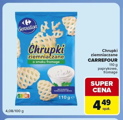 Chrupki ziemniaczane Carrefour Sensation o smaku fromage promocja w Carrefour Market