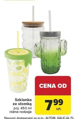 Szklanka ze słomką 450ml promocja w Carrefour