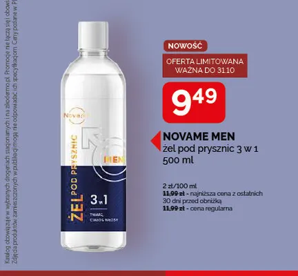 Żel pod prysznic 3 w 1 Novame Men promocja w Ziko Dermo